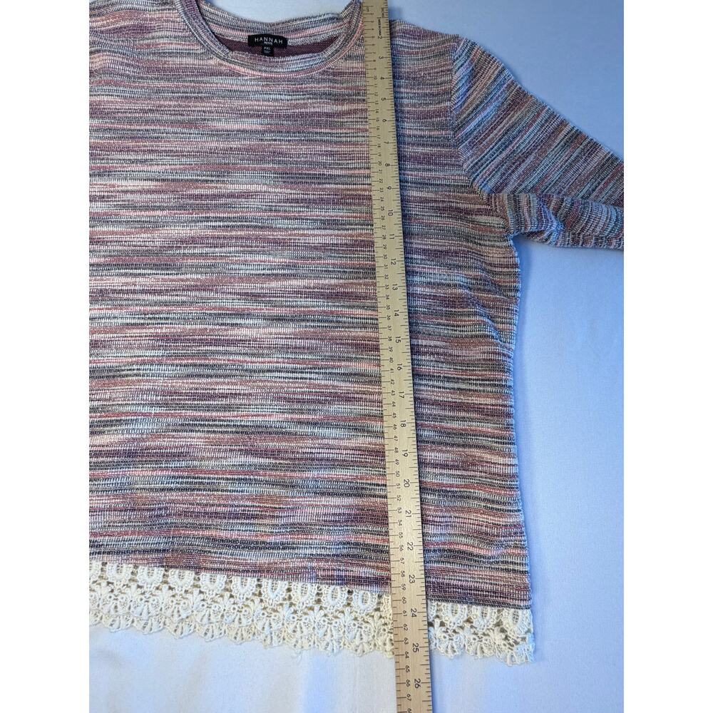 Hannah Petite Boutique Women's sweater striped w/lace trim sz PXL - Picture 6 of 10